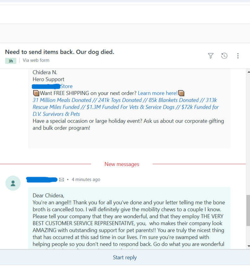 A heartfelt customer Feedback