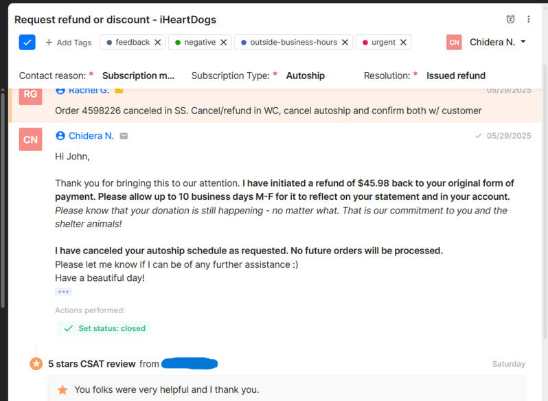 Customer feedback on an effective resolution (1)