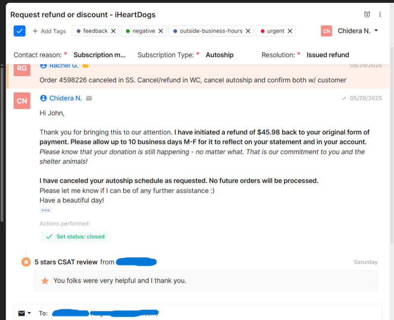 Customer feedback on an effective resolution (2)