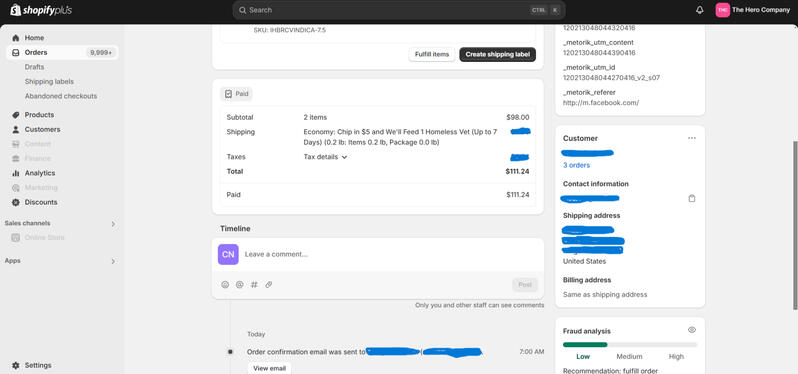 Managing shipping address and sending email confirmation on Shopify