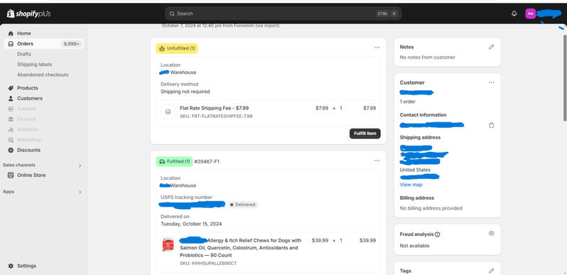 Modifying Customer address on Shopify per customer request.