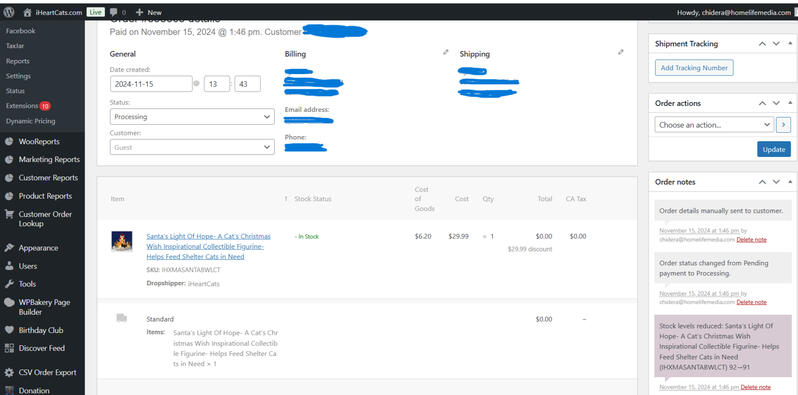 Order management on Woo commerce